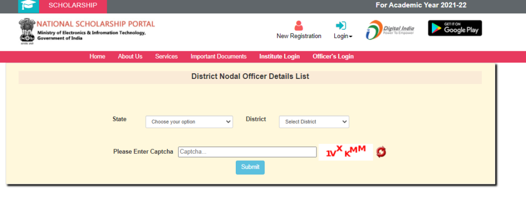 District Nodal Officer List