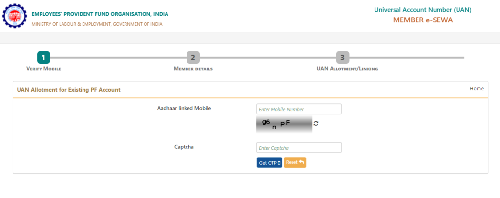 Universal Account Number Allotment for E