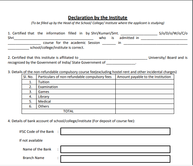 Out-of-state Institute Additional Format