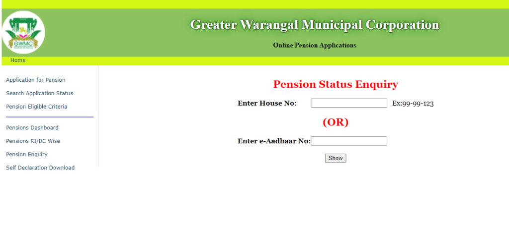Enquire TS Aasara Pension Status