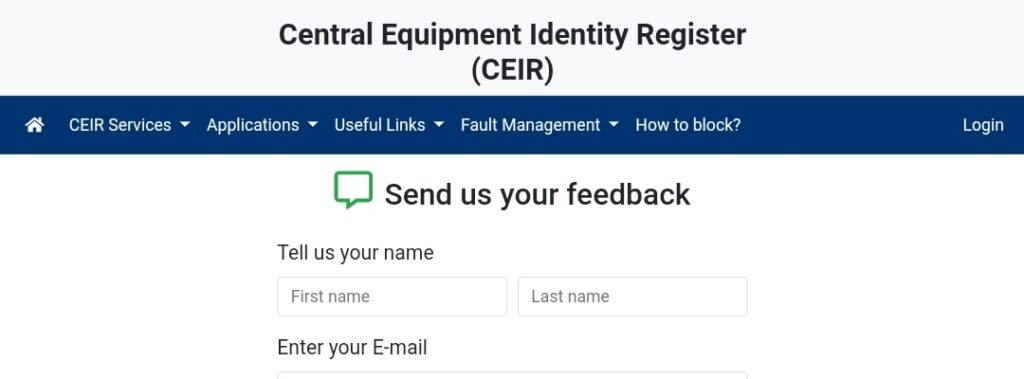 Give Feedback on ceir.gov.in Portal