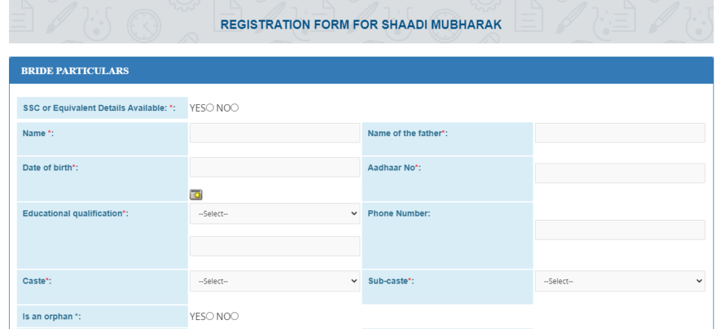 TS Shadi Mubarak Scheme Registration