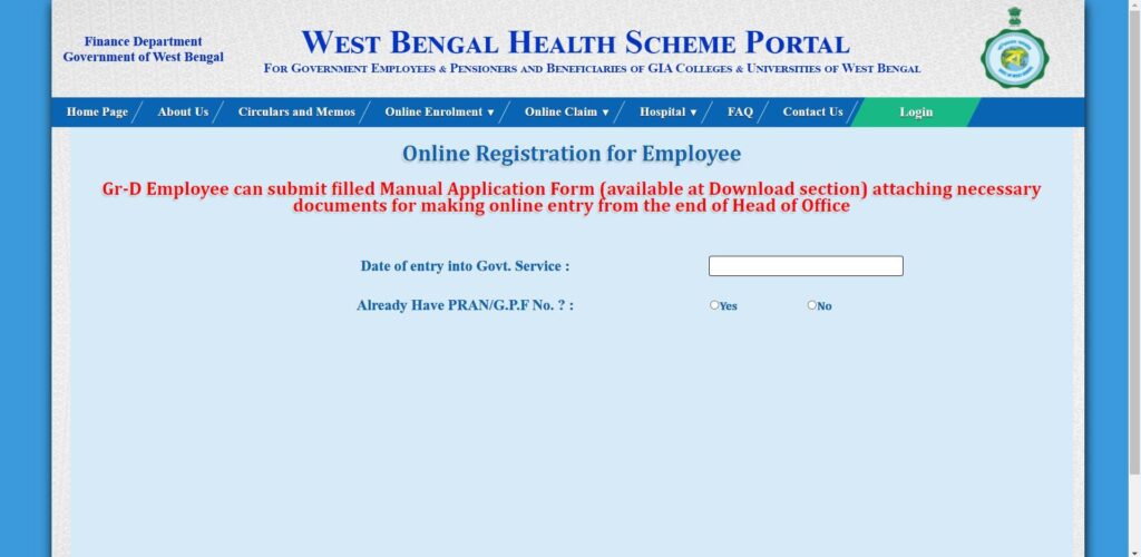 Employee Registration Under West Bengal Health Scheme