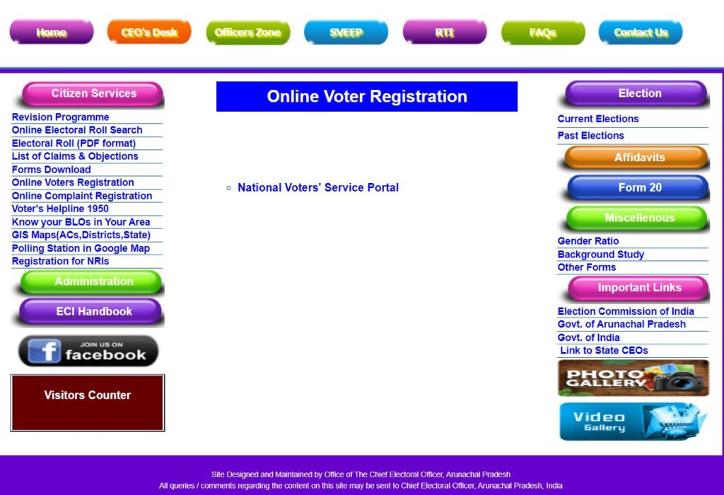 Arunachal Pradesh Voter List 
Online Application