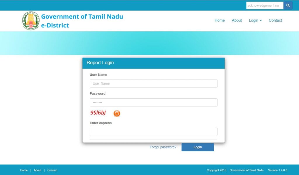 Tamil Nadu E District Process To Report Log In