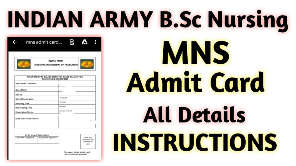 Indian Army BSc Nursing Admit Card