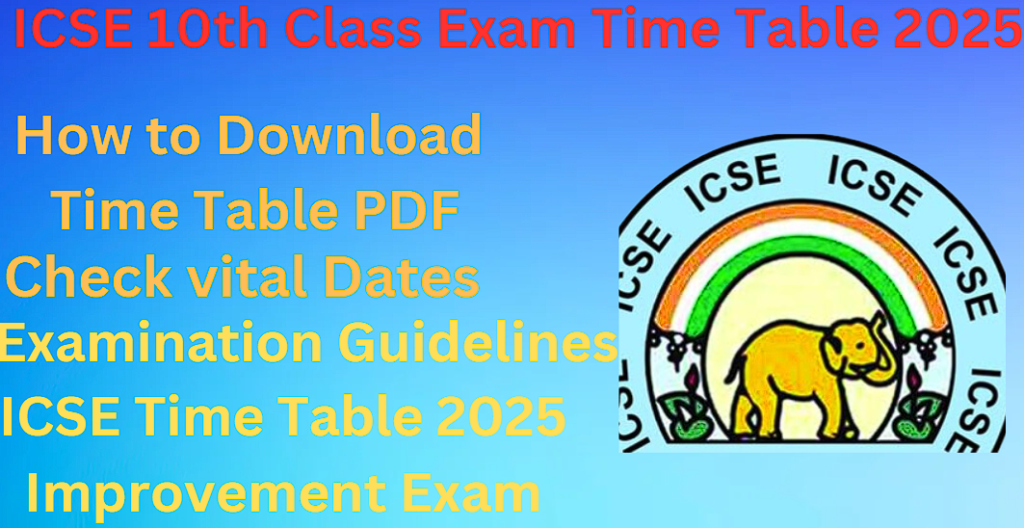 ICSE 10th Class Exam Time Table